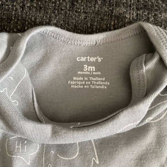 Carter's Grey Elephant Baby Onesie 3M - Picture 3 of 4